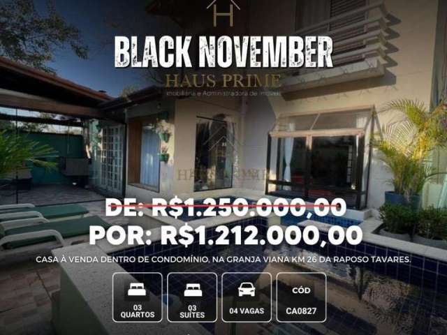 Casa à venda em Cotia, Jardim Colibri, com 3 suítes, com 190 m², Condomínio Granja 26