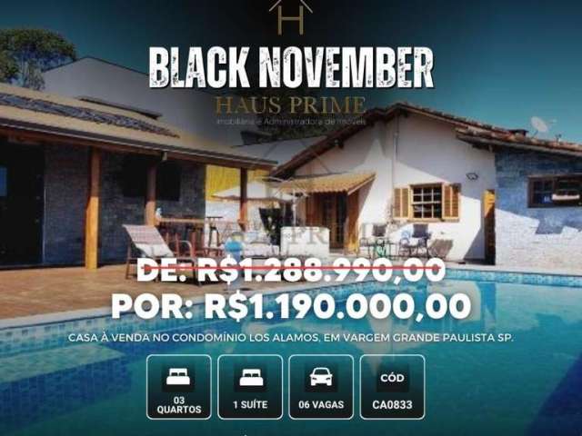 Casa à venda em Vargem Grande Paulista, Los Álamos, com 3 quartos, com 200 m², Condomínio Los Alamos