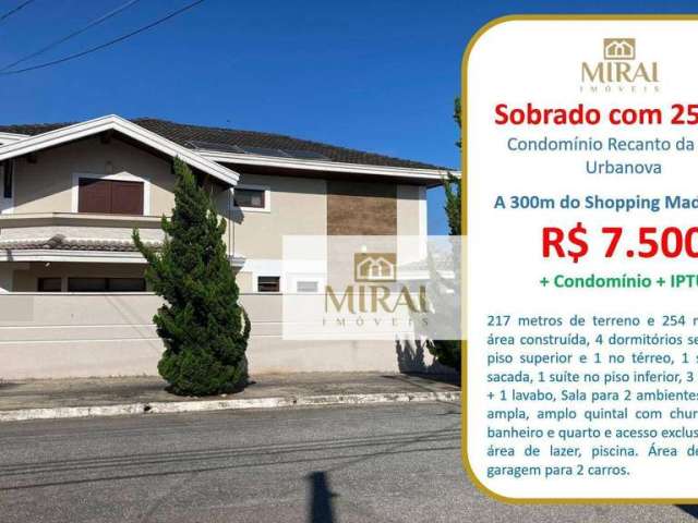 Sobrado com 3 dormitórios para alugar, 217 m² por R$ 8.130,00/mês - Urbanova - São José dos Campos/SP