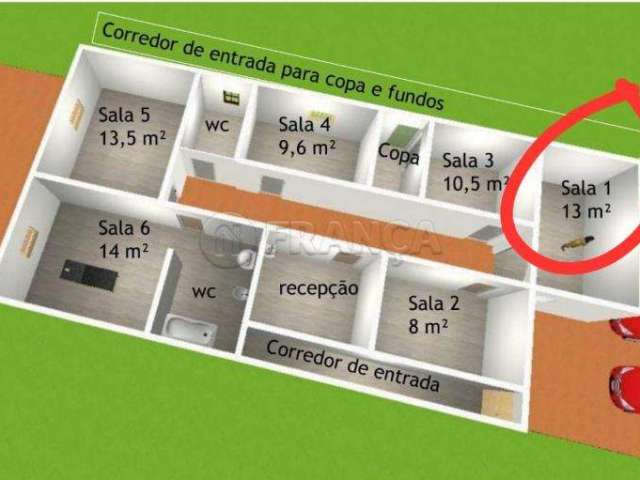 Sala comercial para área de saúde/educação - jardim didinha - jacareí