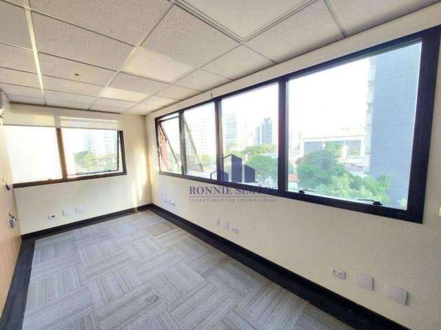 Sala comercial para alugar em moema, ed. ibirapuera office center, av. irai, 143, 3 salas, 2 banheiros, copa, perto do metrô eucaliptos