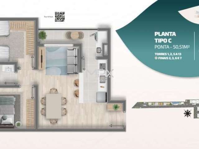 Apartamento com 2 quartos à venda no Jardim Abaeté, Piracicaba  por R$ 221.000