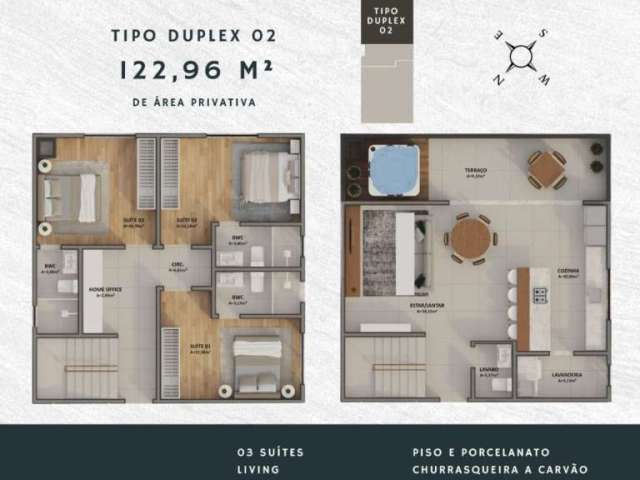 Apartamento Duplex com 3 dormitórios à venda, 122 m² por R$ 1.340.656,20 - Fazenda - Itajaí/SC