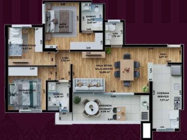 Apartamento 3 dormitórios para locação, Vila Aviação, Bauru, SP