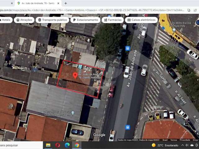 Terreno à venda na Avenida João de Andrade, 76, Santo Antônio, Osasco, 250 m2 por R$ 800.000