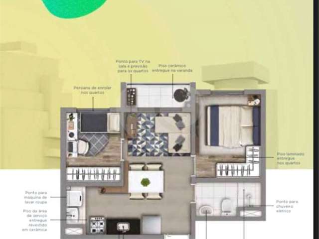 Apartamento com 2 quartos à venda na Avenida Presidente Wilson, 620, Mooca, São Paulo, 37 m2 por R$ 371.000