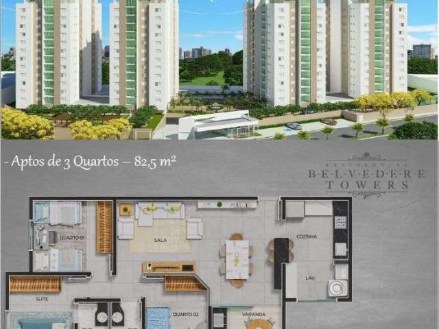 Apartamentos 3 quartos 1 suíte, c/ 82m² proximo ao praia clube - completo de lazer!