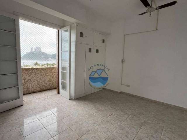 Sala living - são vicente, frente para praia do itararé, 33m² - com sacada