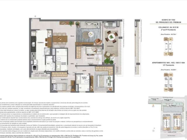 Espetacular: Apartamento em Botafogo, Condomínio Iconyc,  3 quartos, 95m, Rua Mena Barreto