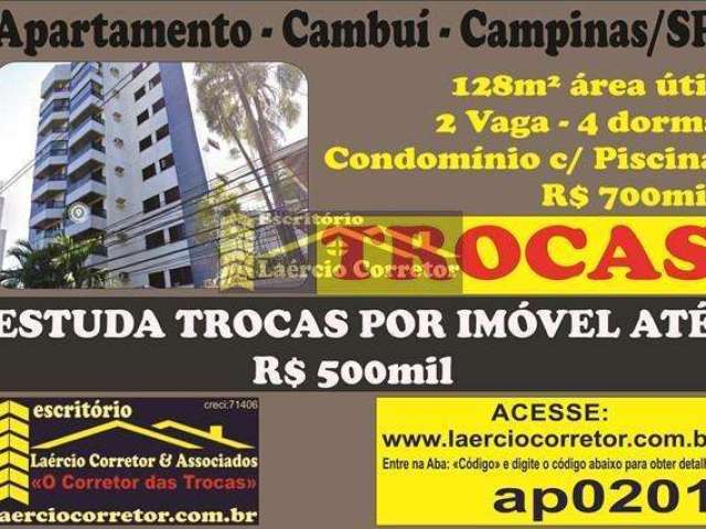 Apartamento Venda em Campinas SP, no bairro Nova Campinas Av. Norte Sul, 128m² AU, 2 vagas cobertas - R$ 700.000