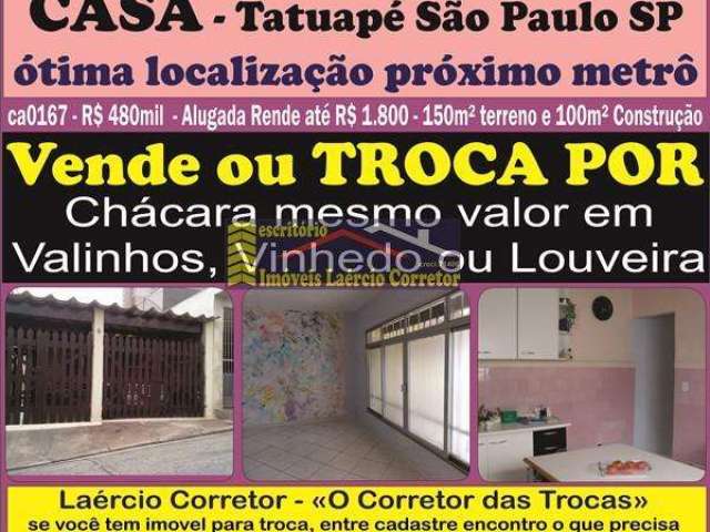 Casa para Venda em São Paulo, Tatuapé, 2 dormitórios, 1 banheiro, 2 vagas