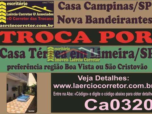 Casa para Venda em Campinas, Residencial Nova Bandeirante, 4 dormitórios, 1 suíte, 3 banheiros, 3 vagas