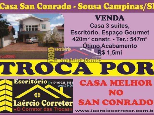 Casa em Condomínio para Venda em Campinas, Loteamento Caminhos de São Conrado (Sousas), 3 dormitórios, 3 suítes, 6 banheiros