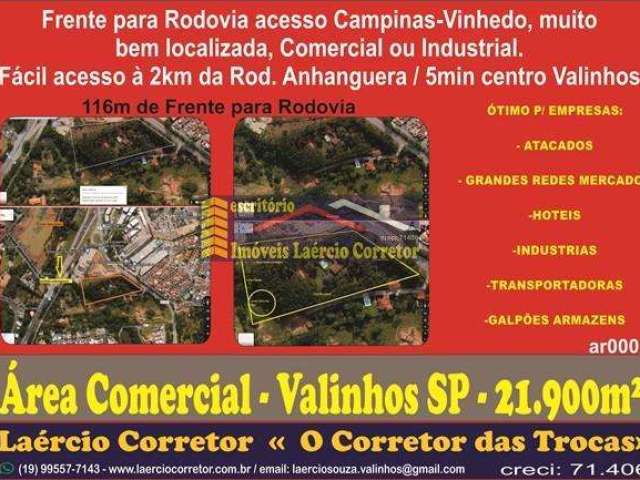 Área Comercial Venda em Valinhos SP, OTIMA PARA ATACADISTA, Consessionárias Veículos, Logistica.