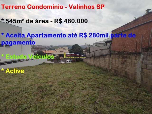 Terreno a Venda, Condomínio Residencial Maria Regina em Valinhos / SP.  ACEITA PERMUTA EM APARTAMENTO ATÉ R$ 280mil. 