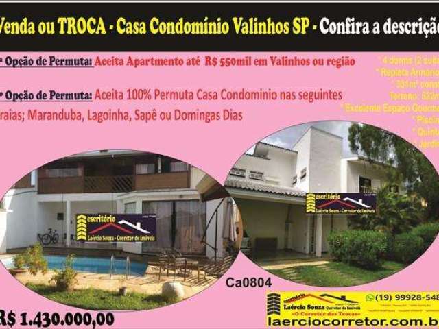 Casa Condomínio à Venda, Condominio Maison Blanche, 4 dorms (2 suites) - R$ 1.450.000.00 Aceita Trocas, Descrição Anunci