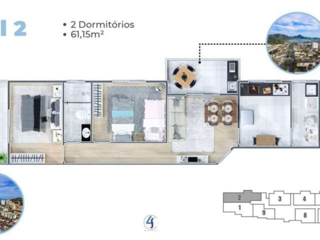 Apartamento em prédio novo em São Vicente