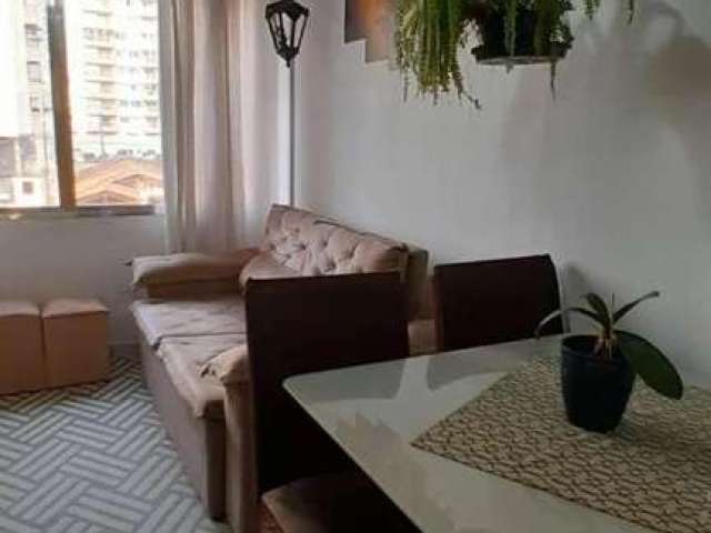 Apartamento com 1 dormitório, sala, cozinha e banheiro social.