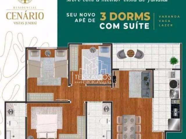 Apartamento novo à venda no condomínio residencial cenário (vistas jundiaí), jardim carlos gomes, andar alto