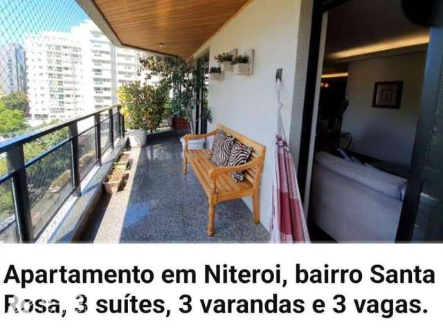 Asset Imóveis vende apartamento com 3  varanda e 3 suítes, 215m², por R$ 1.790.000 - Santa Rosa - Niterói/RJ