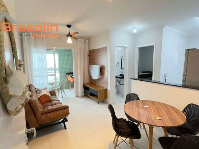 Apartamento 1 dormitório, sacada gourmet vista mar - mobiliado em Vila Anhanguera, Mongaguá/SP