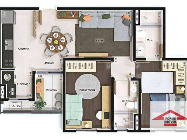 Apartamento com 2 quartos sendo 1 suíte  à venda, 68 m² no Condomínio Altos da Avenida por R$ 469.200 - Jardim do Lago - Jundiaí/SP.