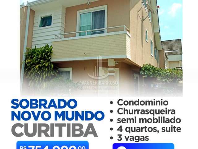 Casa em condomínio fechado com 4 quartos à venda na Rua Gustavo Schier, 660, Novo Mundo, Curitiba, 151 m2 por R$ 754.000