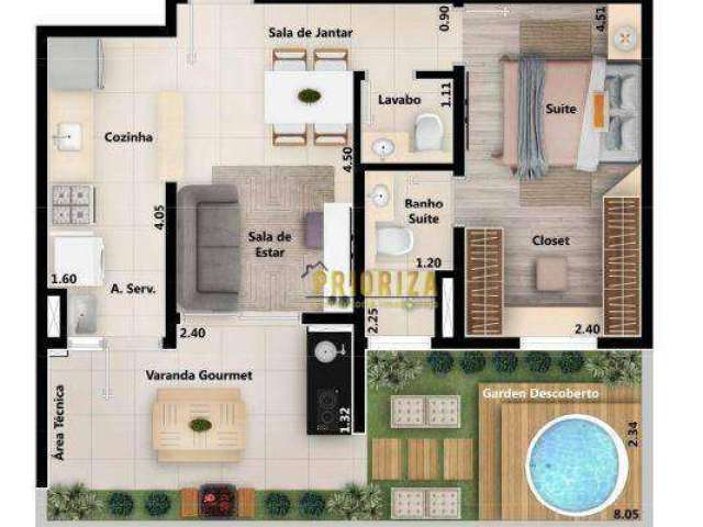 Apartamento Garden com 1 dormitório à venda, 57 m² por R$ 334.750 - Condomínio Premium Lituânia - Sorocaba/SP