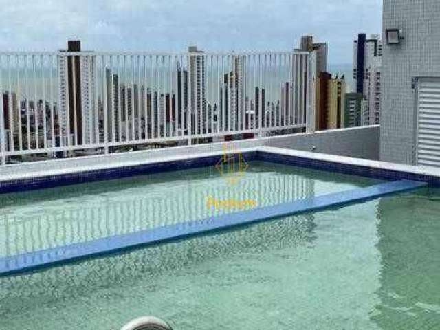 Flats com área de lazer na cobertura com vista definitiva para o mar da praia de Tambaú - FL0027