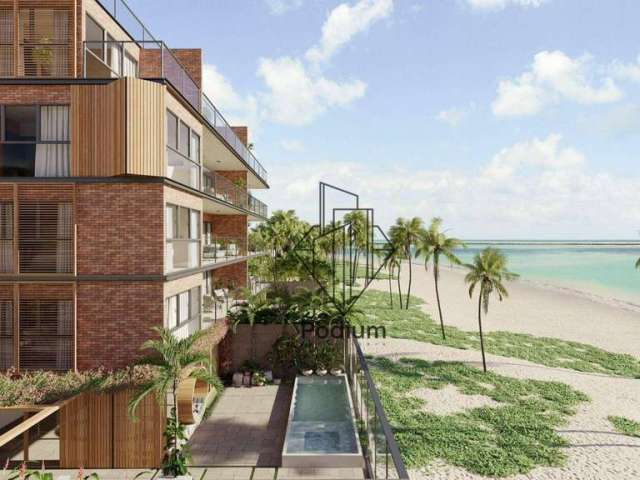 Apartamentos pé na areia e vista panorâmica para Areia Vermelha na praia de Camboinha.- AP1558