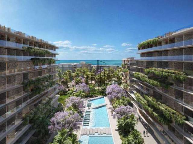 Flats térreo com área privativa à beira mar da praia de Ponta de Campina - FL0524