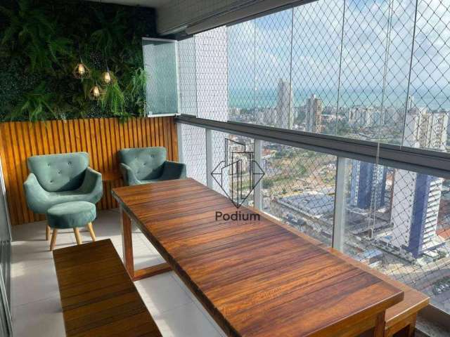 Apartamento de porteira fechada em Condominio Club com varanda/sacada gourmet e vista definitiva para o mar da praia do Bessa - AP2389