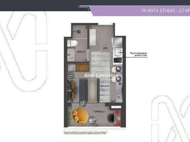 115140 Apartamento com 1 dormitório à venda, 22 m² por R$ 378.000 - Brooklin - São Paulo/SP