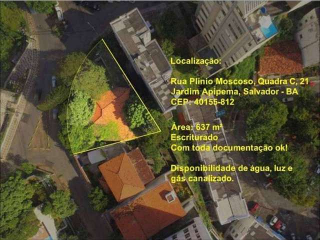 Lote/Terreno para venda possui 637 metros quadrados em Jardim Apipema - Salvador - BA