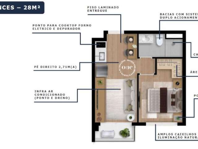 Studio 28 m²