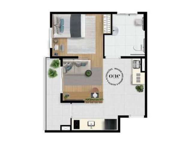 Apartamento 38m² com 1 Dormitório