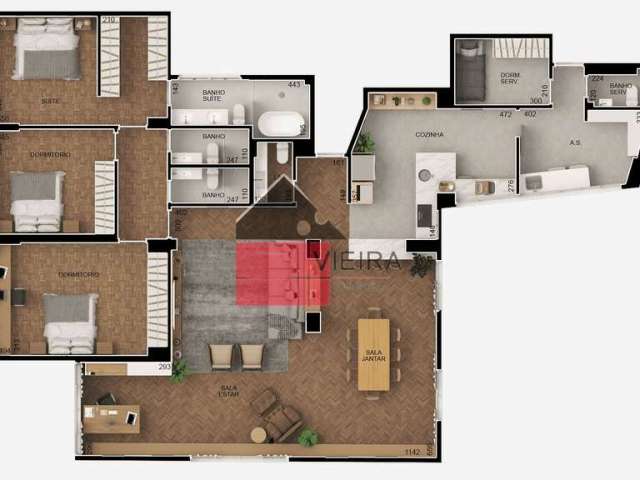 Apartamento à venda, Bela Vista, 3 dormitorios, sendo uma suite, sala dois ambientes, 3 banheiros,