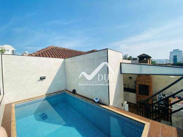 Sobrado tipo triplex com 3 dormitórios, piscina, 169 m² - venda por R$ 1.100.000 ou aluguel por R$ 7.486/mês - Boqueirão - Santos/SP