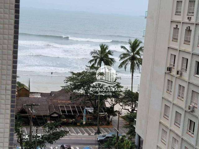 Pitangueiras – na quadra da praia com maravilhosa vista mar, vaga de garagem demarcada no prédio, 95 m² úteis, condondomínio baixo.