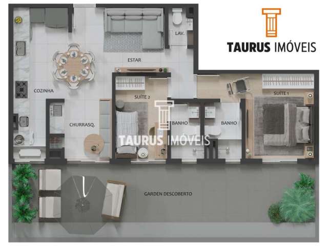 Apartamento Garden para terceira idade, 2 suítes, 107m² , à venda por R$ 999.000