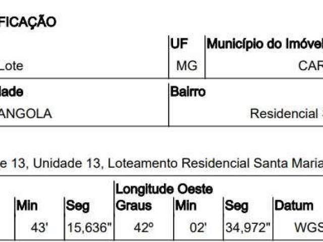 Oportunidade Única em CARANGOLA - MG | Tipo: Terreno | Negociação: Venda Direta Online  | Situação: Imóvel