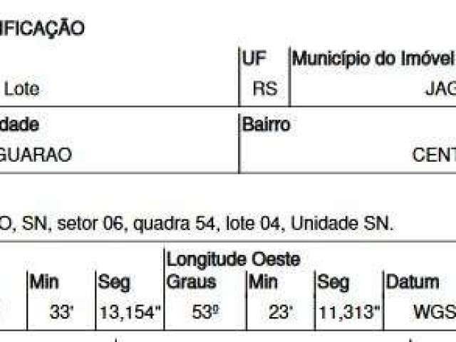 Oportunidade Única em JAGUARAO - RS | Tipo: Terreno | Negociação: Leilão  | Situação: Imóvel