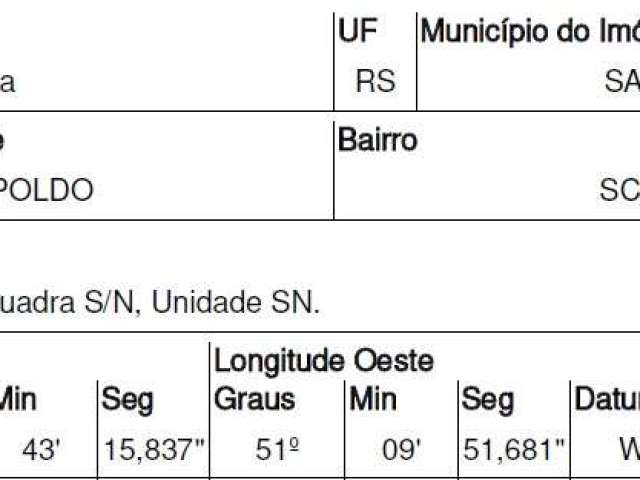 Oportunidade Única em SAO LEOPOLDO - RS | Tipo: Terreno | Negociação: Leilão  | Situação: Imóvel