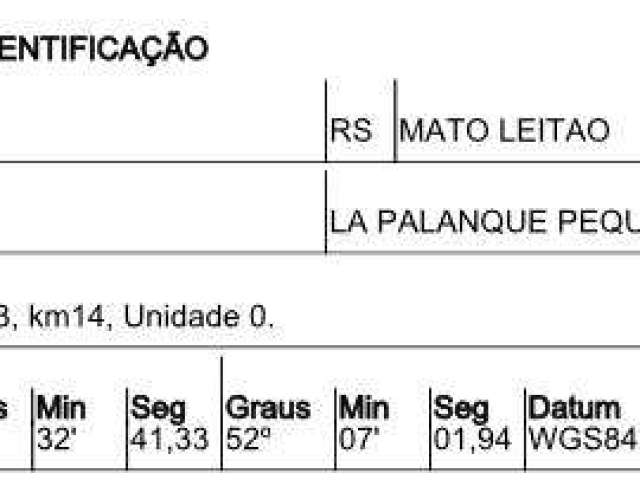 Oportunidade Única em MATO LEITAO - RS | Tipo: Gleba Urbana | Negociação: Leilão  | Situação: Imóvel