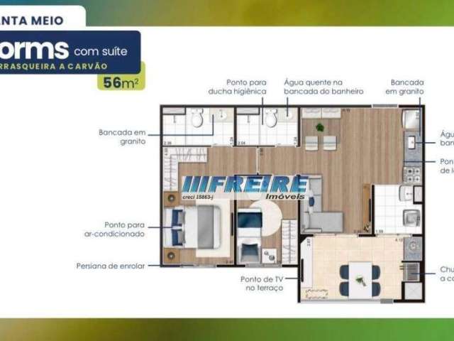 Apartamento à venda, 56 m² por R$ 488.500,00 - Campestre - Santo André/SP