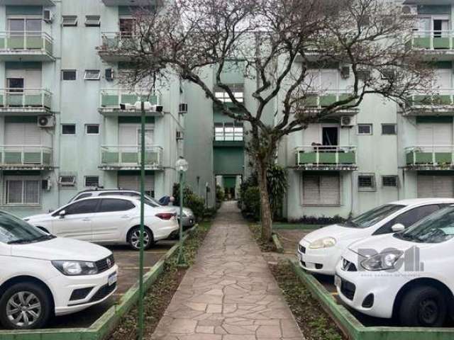 Apartamento para locação no bairro Camaqua com aproximadamente 47m² de área privativa, 01 dormitório com armário, cama e sacada, living com split, cozinha americana com pia e área de seviço intregrada