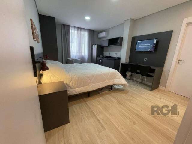 Studio com 21,41 m², equipado com armários embutidos no quarto, armários na cozinha sob medida, geladeira.&lt;BR&gt;&lt;BR&gt;O terraço coletivo proporciona ótima infra de lazer: piscina, solarium, pa