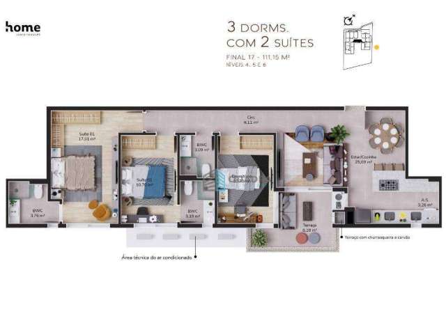 Apartamento com 3 dormitórios à venda, 109 m² por R$ 2.146.118,00 - Cacupé - Florianópolis/SC