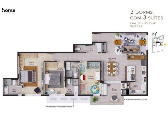 Apartamento com 2 dormitórios à venda, 66 m² por R$ 1.174.997,34 - Cacupé - Florianópolis/SC