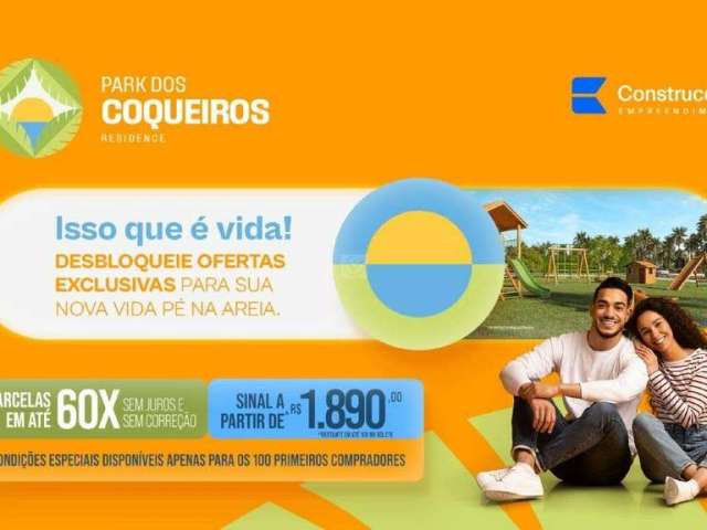 Descubra o Park dos Coqueiros: Seu Novo Lar ou Negócio na Barra dos Coqueiros! Lotes a partir de 200m² em 60x sem juros e sem correção.